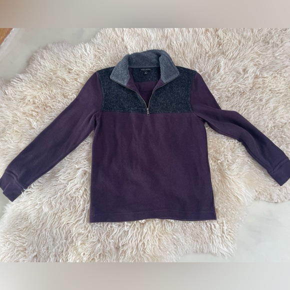 Banana Republic plum tweed quarter zip pullover, wool/cotton blend - Picture 8 of 11